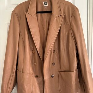 Anne Klein Camel Faux Leather Blazer or Jacket - Like New - 3X